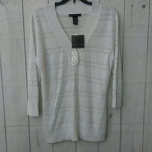 Apostrophe white sweater top cardigan large